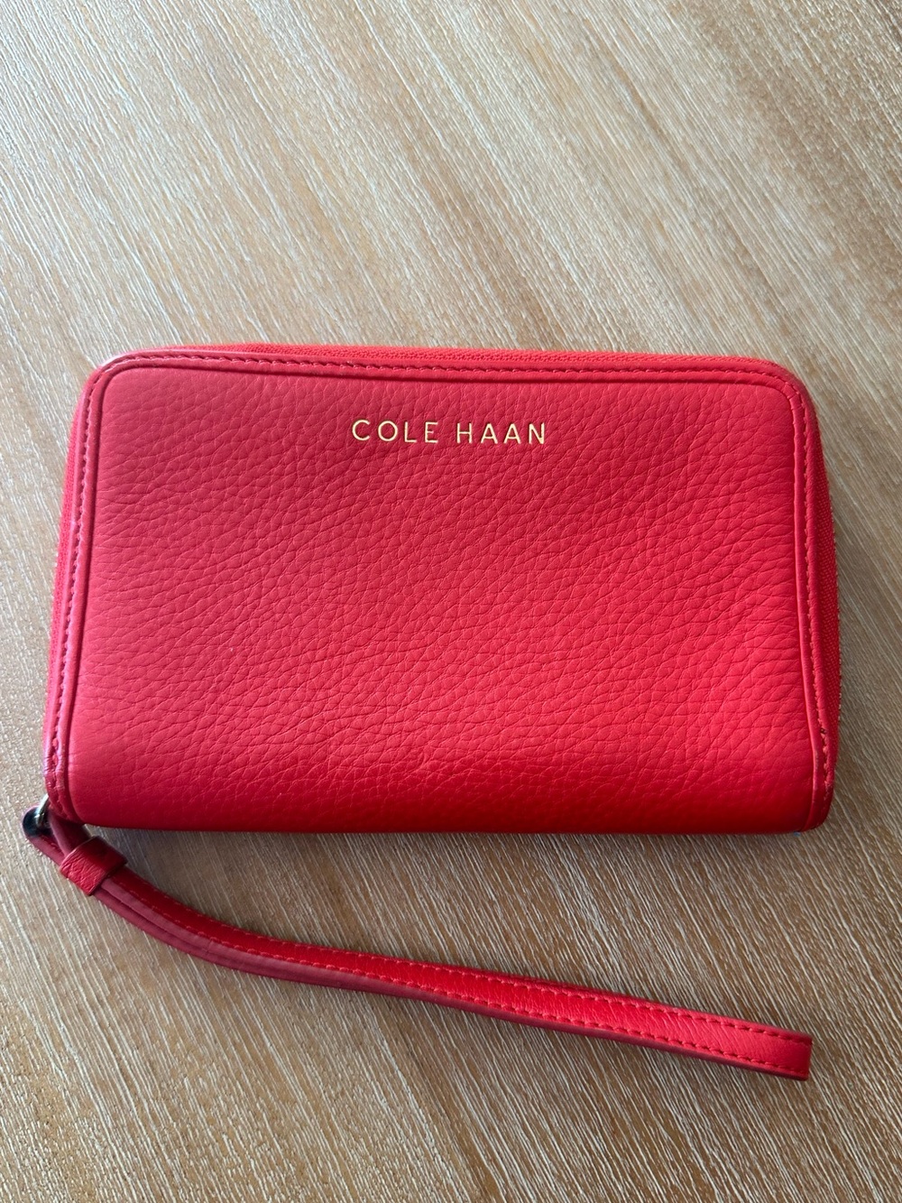 Cole Haan Red Pebbled Leather Wristlet
